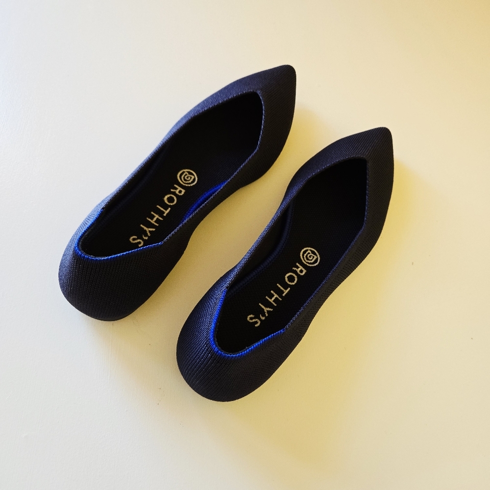 Rothys "THE POINT" Maritime Navy Slip On Comfort Ballet Flat Shoe Women's US 9 - Picture 4 of 16